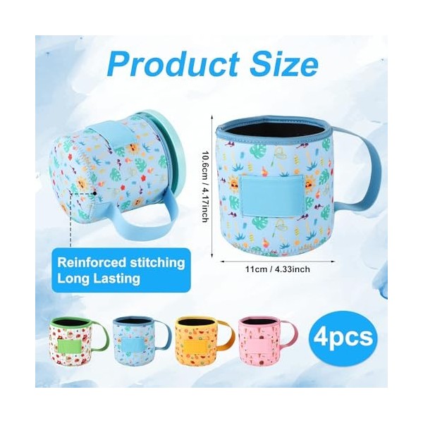 4pcs Housse Néoprène pour Glace, Imprimés, Réutilisables Étui Isolant pour Glace pour Ninja Creami 24oz Récipients pour Machi