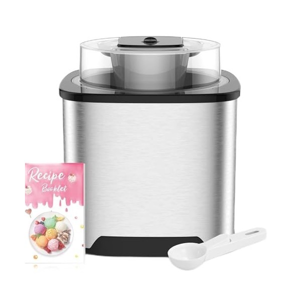 Vpcok Direct Machine à crème glacée 2L pour crème glacée 12 W avec bouche sur le grand couvercle visible 220 V, machine à crè