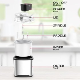 Vpcok Direct Machine à crème glacée 2L pour crème glacée 12 W avec bouche sur le grand couvercle visible 220 V, machine à crè