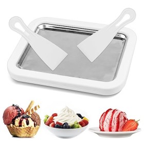 Plateau pour faire des rouleaux de glace avec 2 spatules, plaque pour faire vos propres rouleaux de glace, machine à glace, s
