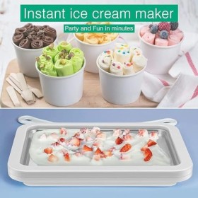 Plateau pour faire des rouleaux de glace avec 2 spatules, plaque pour faire vos propres rouleaux de glace, machine à glace, s