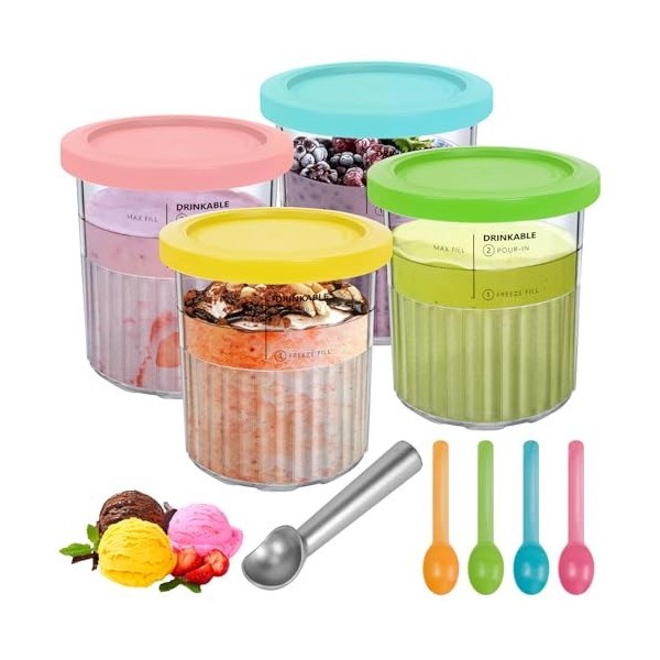 Pour machine à glace Ninja Creami Deluxe, NC501 NC500 série 680 ml, lot de 4 accessoires de sorbetière Ninja, passe au lave-v