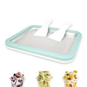 Climafusion Mini Ice Cream Machine, Machine à Crème Glacée Instantanée avec 2 Spatules, vert Plaque Glace Ice Roll pour Gelat