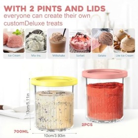 Huahuanghui Récipients À Crème Glacée avec Couvercles, Pintes de Crème Glacée, Bacs À Crème Glacée pour Creami, Récipients À 