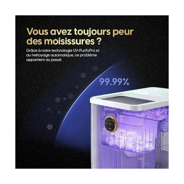 STARKFELD ICE MAKER Machine à glaçons de luxe, 15 kg de glace en 24 heures, autonettoyante et sans germes, réservoir deau de
