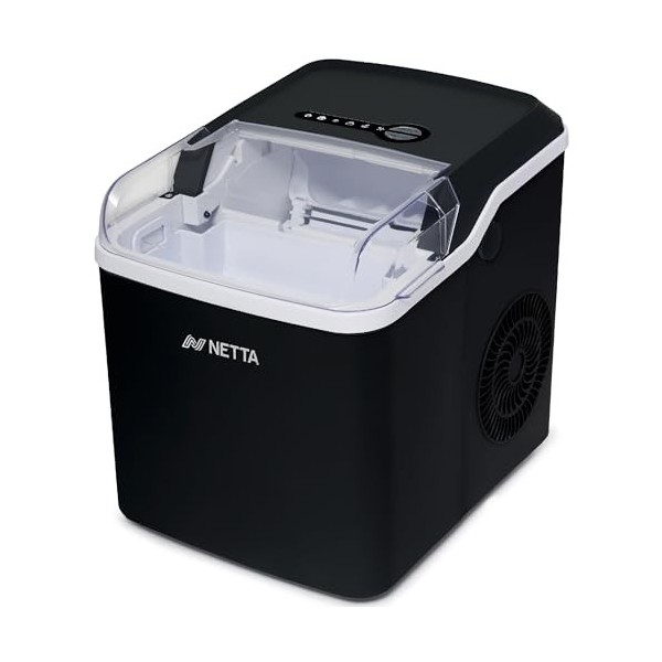 NETTA Machine à glaçons pour comptoir – Capacité de 12 kg 1,8 L – Prêt à la glace en 10 minutes | Aucune plomberie requise | 