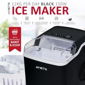 NETTA Machine à glaçons pour comptoir – Capacité de 12 kg 1,8 L – Prêt à la glace en 10 minutes | Aucune plomberie requise | 