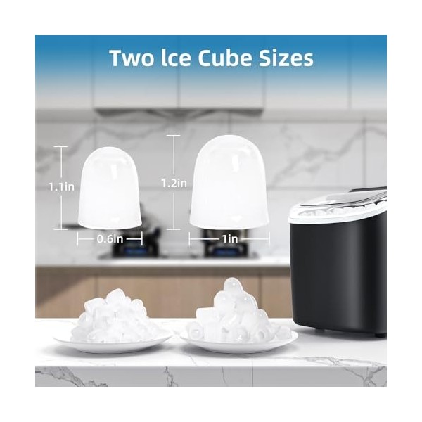 Machine à Glaçons, PALINTH Machine a Glacons, 2 Tailles de Machine à Glacons Bullet, Machines à Glaçons Autonettoyante Avec P