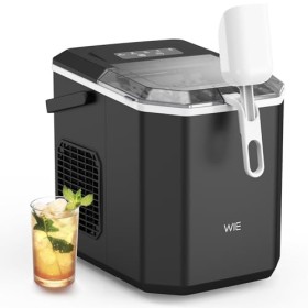 WIE Machine à Glaçons, 12kg en 24h, Silencieuse Machine à Glaçons Comptoir avec Pelle à Glaçons, Machine à Glaçons Autonettoy