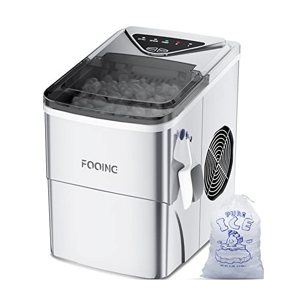 Machine Glacon Kube, Machine à Glaçons Autonettoyante, 9 Cubes prêts en 6 minutes, 15 Kg en 24 heures Ice Maker Machines Port