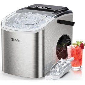 Silonn Machine à Glaçons Petite Machine à Glaçons avec Poignée de Transport, 9 Glaçons en Seulement 6 Min., 12 kg de Glace en