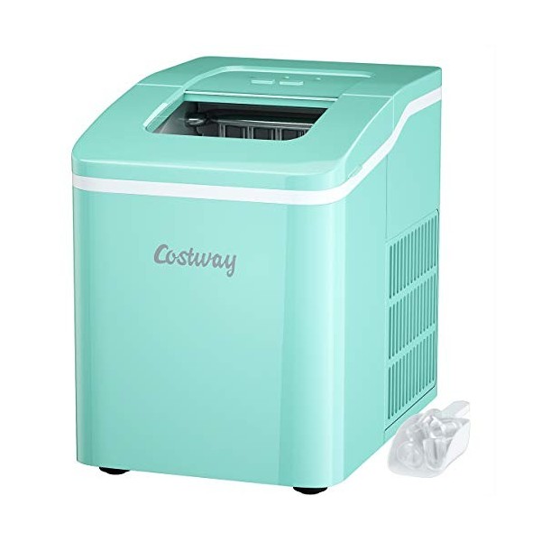 COSTWAY Machine à Glaçons de Comptoir 12KG /24H Portable 9 Glaçons par 8 Min avec Réservoir 1,6L, Auto-Nettoyage,Affichage-LC