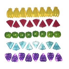 eMKay eMKay-40-FSIC Lot de 40 glaçons en plastique réutilisables et lavables en forme de fruits assortis