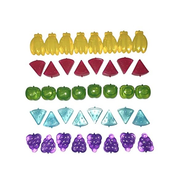 eMKay eMKay-40-FSIC Lot de 40 glaçons en plastique réutilisables et lavables en forme de fruits assortis