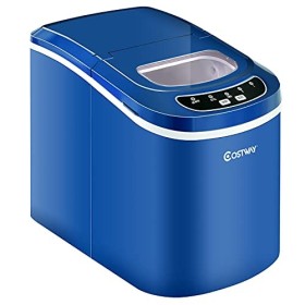 COSTWAY Machine à Glaçons Portable avec Réservoir dEau de 2,2 L, Bac à Glace de 0,7 kg et Pelle à Glace, 12KG/24H, 9 glaçons