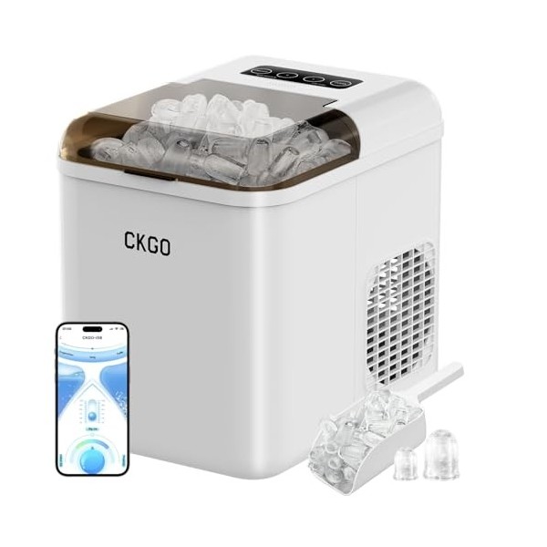 ZZLLKQ Machine à Glaçons Intelligente, 2 Tailles de Glace Machine Wi-Fi Contrôle par APP, Autonettoyant Machine a Glacons, 15
