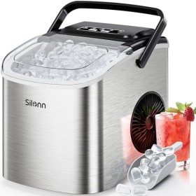 Silonn Machine à glaçons de comptoir, produit 9 glaçons en 6 minutes, capacité quotidienne de 12 kg, machine à glace autonett
