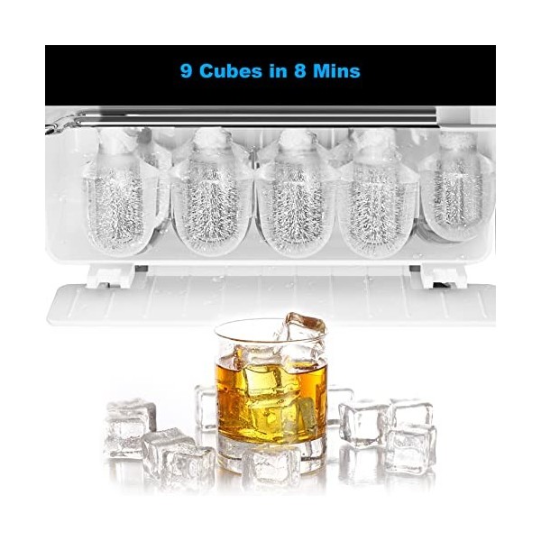 morpilot Machine à Glaçon, Machine a glacons, 9 Glaçons par 8 Mins, 26 lbs/12 kg en 24 Hours, 1.5 L Silencieuse, 120W, Dauto