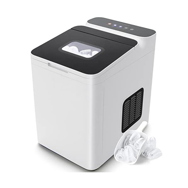 COSTWAY Machine à Glaçons 15 kg en 24h, Glaçons Automatiques Rapide Prêt en 6 Min, Ice Maker avec Nettoyage Automatique Comma