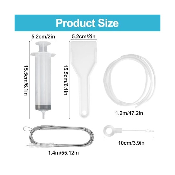 Realjoy 5 Pièce Nettoyage de Réfrigérateur,Kit Nettoyage Trou Vidange Frigo Réutilisable,Brosse de Nettoyage + Seringue + Bro