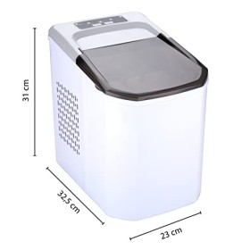 alpina Machine à Glaçons - 2 Tailles de Glaçons - Production en 10-12 Minutes - Couvercle Transparent - Blanc