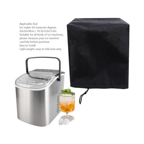 Housse pour Machine à Glaçons, Housse en Tissu Oxford Imperméable 42 X 32 X 38 Cm, Housse pour Machine à Glace avec Cordon de