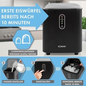 Bomann® EWB 6068 CB Machine à glaçons à production rapide – Glaçons en 10 minutes – Jusquà 10 kg de glace en 24 heures – Mac