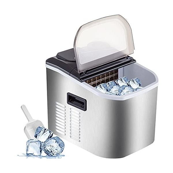 BuoQua Machine à glaçons portable 18 kg par 24 h Machine à glaçons silencieuse pour faire des glaçons pour maison portable Ma
