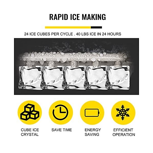 BuoQua Machine à glaçons portable 18 kg par 24 h Machine à glaçons silencieuse pour faire des glaçons pour maison portable Ma