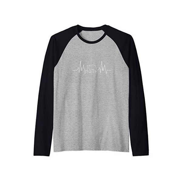 Heartbeat Ice Bear Animals Pulse ECG Line Manche Raglan