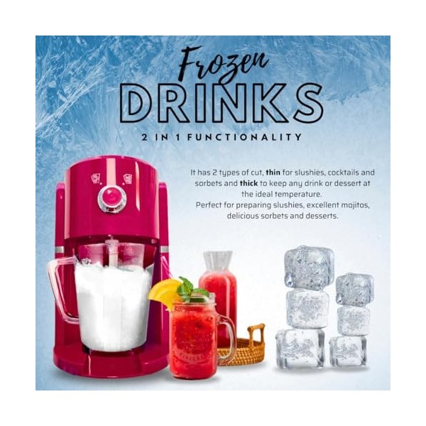 Chef-o-matic Hachoir à glace électrique Frozen Drinks, lame en acier inoxydable, capacité 1,1 L, granités, cocktails, boisson