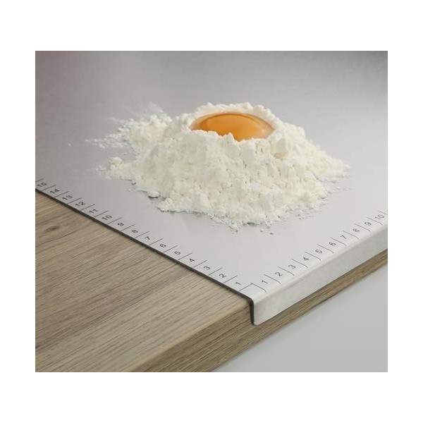 Zassenhaus Plan de travail de cuisine en acier inoxydable 60 x 50 cm, avec graduation pratique des bords en cm, bord darrêt