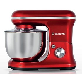 BEHOME Robot Patissier Professionnel 1200W avec Bol dAcier Inoxydable 5L, 6+P Vitesses, 2 Fouets et 1 Crochet Pétrisseur Ro