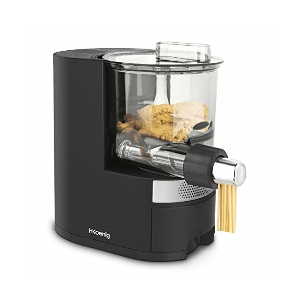 H.Koenig Machine à pâtes HOMY90, 600g de pâte, 375ml deau, 6 programmes automatiques sans gluten, 7 moules à pâtes: Spaghett