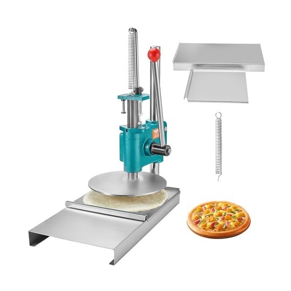 VEVOR Presse à Pâtes 24 cm Diamètre Machine à Pizza Manuelle avec Plateau en Acier Inoxydable Formeuse à Pizza Domestique Hau