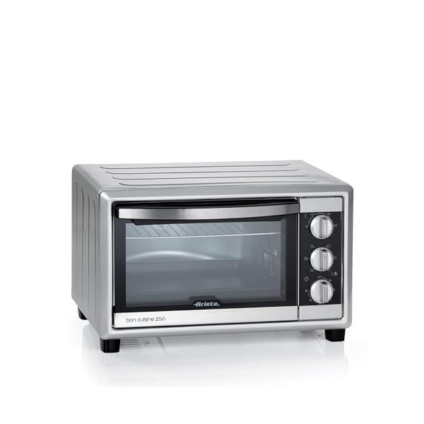Ariete 984 Bon Cuisine 250 - Four électrique ventilé, 25 Litres, 1500W, 6 positions de cuisson, Minuterie 60, Argent