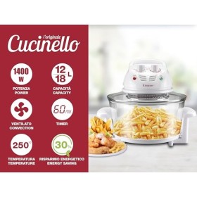 Beper BF.640 - Four ventilé multifonction 12L Anneau de rallonge pour capacité totale 18L Minuterie 60 minutes Température ré