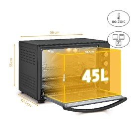 TZS First Austria Mini four Electrique 45L, Four à convection 2000W, Réglage de la température 100-230°, Grille et Plaque de 