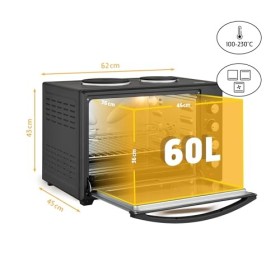 TZS First Austria Mini-four avec plaques de cuisson I 60 l I Four 1800 W, 1000 W + 600 W I Convection I Rôtissoire I 5 modes 