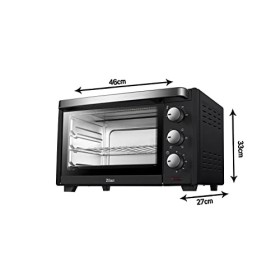 zilan z şekil Four Electrique - Four à Convection - Avec Lampe Intérieure - Double Protection en Verre - 19 Litres, Noir