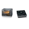 SEVERIN Mini-Four à chaleur tournante 42 L avec pierre à pizza et tournebroche, Four posable 1 800 W & Plaque à induction 2 0