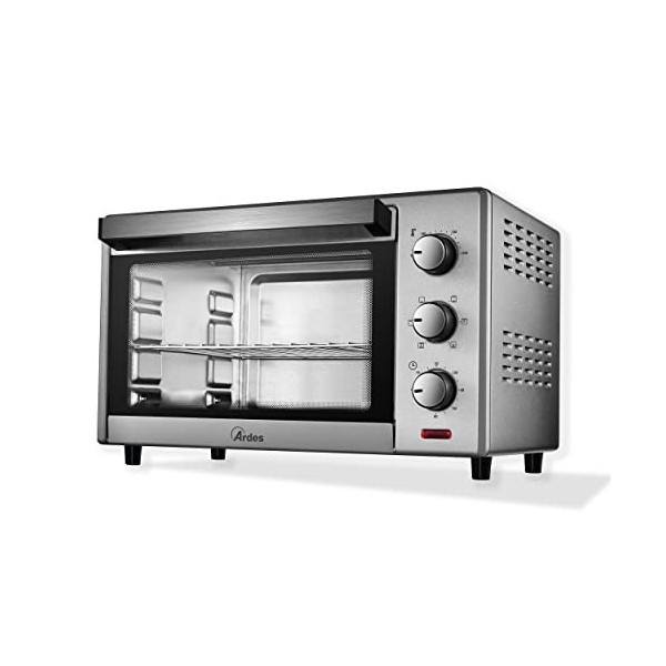 ARDES - AR6225S Four électrique ventilé Capacité de 25 litres avec lumière interne 6 fonctions Cuisson Minuterie Double vitra