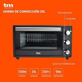 TM Electron TMPHO020 Four à convection de table, 5 fonctions, capacité de 20 litres, minuterie 90 minutes, température réglab