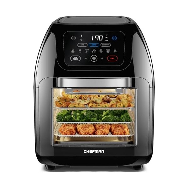 CHEFMAN Multifunctional Digital Air Fryer+ Rotisserie, Dehydrator, Convection Oven, 17 Touch Screen Presets Fry, Roast, Dehyd