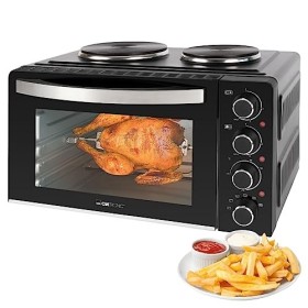Clatronic® Mini-four avec plaques de cuisson et broche tournante | cuisson et rôtissage simultanés | mini-four à convection d