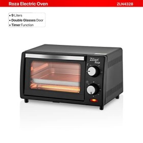 Zilan - Four électrique 9 L, double verre de sécurité, minuteur, 2 pièces de résistance à quartz, plateau ramasse-miettes, 1 
