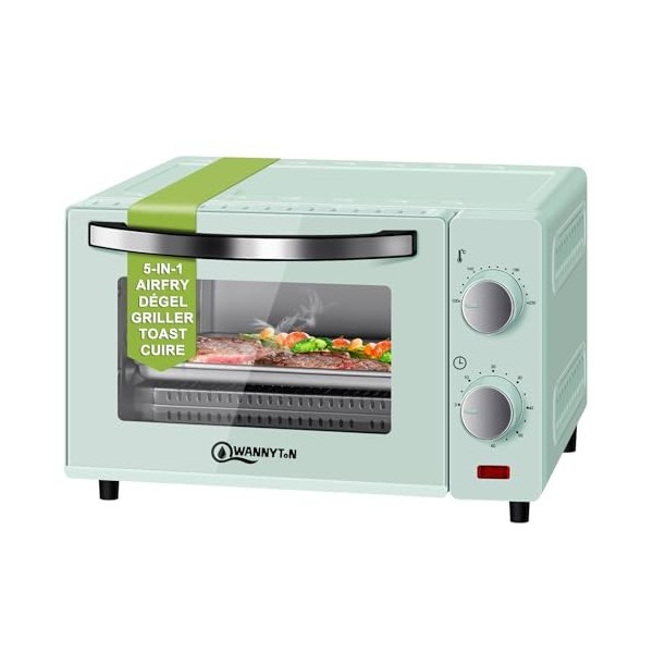 WANNYTON Mini Four 10L, 650W, Four Électrique avec Minuterie Réglable Jusquà 60 min, Température entre 100-230°C, Grille de 