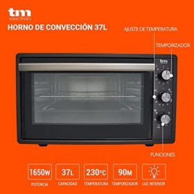 TM Electron TMPHO037 Four à convection de table, 6 fonctions, capacité de 37 litres, minuterie 90 minutes, température réglab