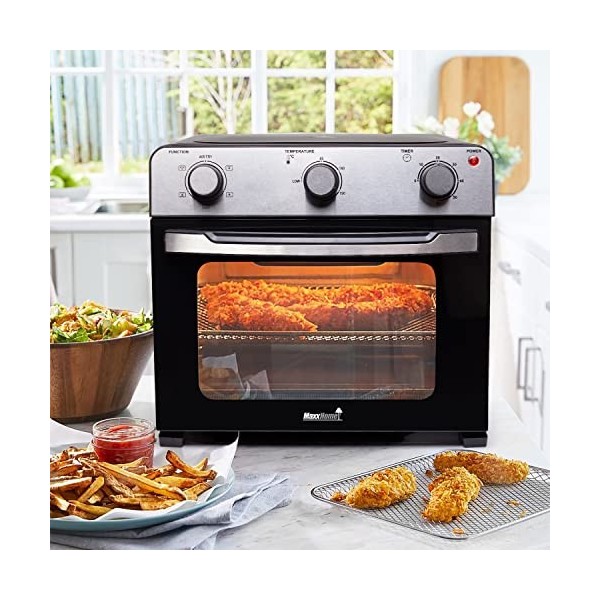 MaxxHome Mini Four à Air Chaud Electrique - Friteuses à air sans Huile - Four posable - Température Réglable - Capacité 28L -