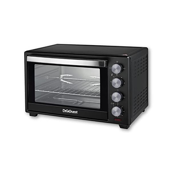 DIGIQUEST Four électrique ventilé 38 litres avec rôtissoire, 1600 W, minuterie 60 min, arrêt automatique et éclairage intérie